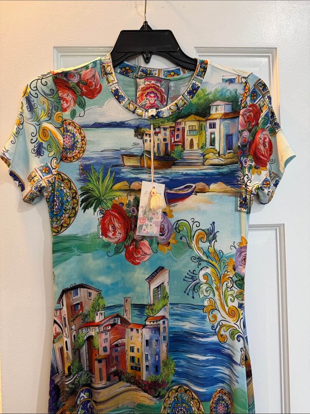 Johnny Was The Janie Favorite Asymmetric Hem Short Sleeve Dress - Picture 5 of 11